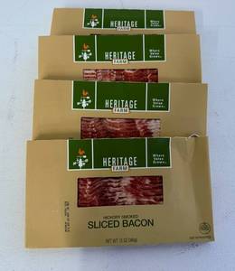 lot 113 image: F. 4x 12oz Hickory Smoked Sliced Bacon-Heritage Farm