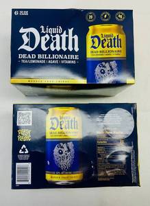 lot 193 image: 2x 6pk Liquid Death Water-Dead Billionaire-TeaLemonade x Agave x Vitamins