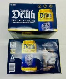 lot 195 image: 2x 6pk Liquid Death Water-Dead Billionaire-TeaLemonade x Agave x Vitamins
