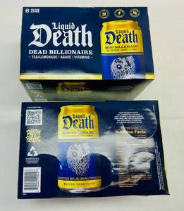 lot 196 image: 2x 6pk Liquid Death Water-Dead Billionaire-TeaLemonade x Agave x Vitamins