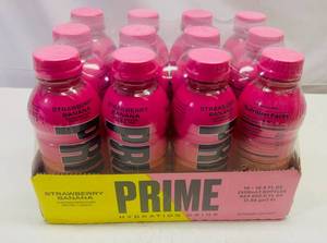 lot 158 image: 12x 16.9oz Prime Hydration-Strawberry Banana