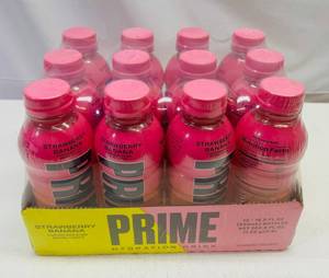 lot 160 image: 12x 16.9oz Prime Hydration-Strawberry Banana
