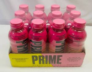 lot 162 image: 12x 16.9oz Prime Hydration-Strawberry Banana