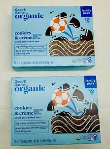 lot 129 image: MM. 2x 12ct-Family Size Good & Gather Organic Baked Snack Bars-Cookies & Cr�me-72025