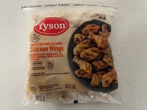 lot 40 image: K. 5lbs Tyson Chicken Wings