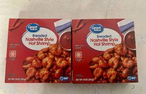 lot 69 image: K. 3x 10oz Nashville Style Hot Shrimp(Popcorn Shrimp wSeperate Sauce Packet)