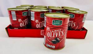 lot 152 image: 12x 6oz Large Black Ripe Olives-Tuscan Garden