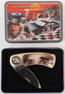 lot 5 image: NASCAR In Memory... Dale Earnhardt 3 Pocket Knife with Storage Tin (View Photos)