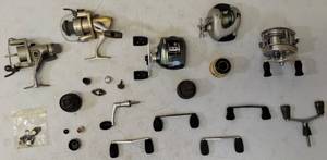 lot 19 image: Box of used reels and spare spools - non-functioning reels.