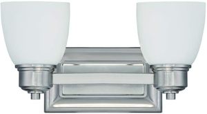 lot 56 image: Sunset Lighting Bixby Vanity Bright Satin Nickel - 2  Lights qty of 4