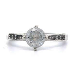 lot 43 image: Round Cubic Zirconia Solitaire Rustic & Bright Shine Ring VIDEO