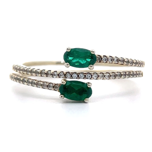 lot 39 image: Green Tourmaline & PavDiamond Coiled Wrap Ring VIDEO