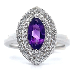 lot 28 image: NEW 1.74 Carat Marquise Amethyst & PavWhite Topaz Ring VIDEO