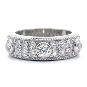 lot 22 image: NEW Modern 1.62 Carat PavDiamond Bezel Ring VIDEO