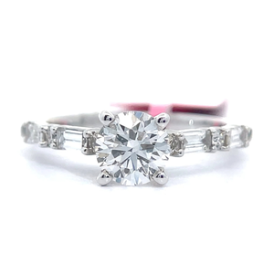 lot 8 image: NEW 1.52 Carat Round & Baguette Diamond Ring in 14k White Gold w EGL Card Retail $3,995 VIDEO