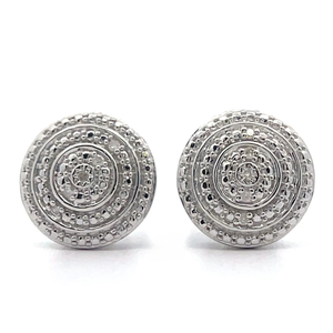 lot 35 image: Round Natural Diamond Milgrain Vintage Style Stud Earrings VIDEO