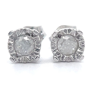 lot 32 image: NEW 0.25 Carat Diamond Bezel Solitaire Stud Earrings VIDEO