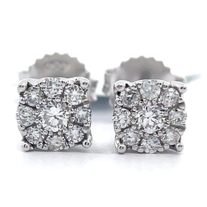 lot 29 image: NEW 0.50 Carat Diamond Round Cluster Flower Stud Earrings VIDEO