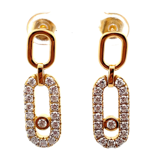 lot 24 image: Sparkling PavDiamond Paperclip Link Dangle Earrings VIDEO