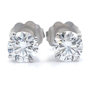 lot 16 image: NEW 1 Carat Diamond Round Classic Solitaire Stud Earrings in 14k White Gold w EGL Report $1,999 Retail VIDEO