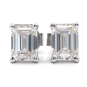 lot 8A image: NEW 2 Carat Diamond Emerald Cut Solitaire Stud Earrings in 14k White Gold w EGL Report $3,999 Retail VIDEO