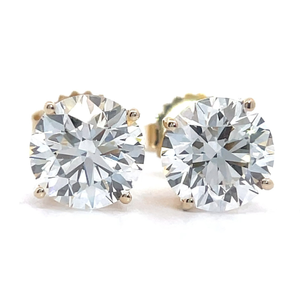lot 5 image: NEW 4 Carat Diamond Round Solitaire Stud Earrings in 14k Yellow Gold w EGL Certification $5,999 Retail VIDEO