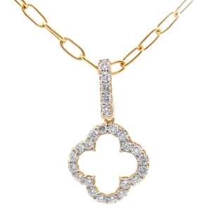 lot 20 image: NEW 2 Carat Pav&nbspDiamond Flower Pendant Paperclip Chain Necklace $1,795 Retail VIDEO