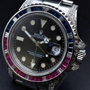 Rolex GMT-Master II Custom "Cotton Candy" Natural Diamond, Sapphire, and Ruby Bezel Watch - Stainless Steel w/ Box; $25,000 Retail *VIDEO*