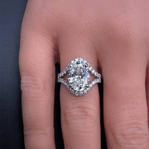 4.90 Carat Oval Diamond Pavé&nbsp;Split Shank Ring in 14k White Gold w/ IGI Report; $7,250 Retail *VIDEO*