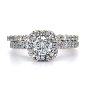 lot 8B image: 2.00 Carat NATURAL Diamond Bridal 2-Piece Ring Set in 14k White Gold $5,975 Retail VIDEO