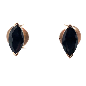 lot 50B image: Marquise Dark Blue Sapphire Earrings in 14k Yellow Gold VIDEO