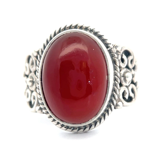 lot 61B image: Oval Red Onyx Carnelian Ring VIDEO
