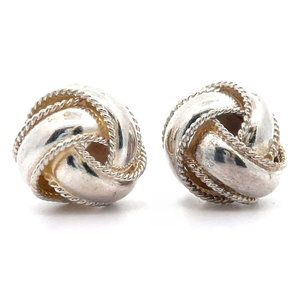 lot 63B image: 3D Love Knot Milgrain Stud Earrings VIDEO