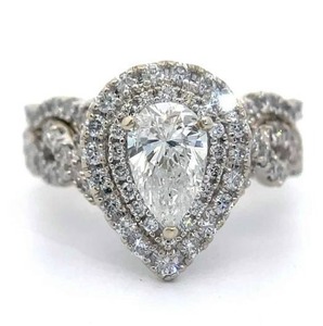 2.75 Carat Pear Cut NATURAL Diamond Engagement Ring &amp; Custom Matching Diamond Wedding Band; $14,000+ Retail