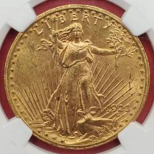 1923 St Gaudens $20 Gold Coin NGC MS62