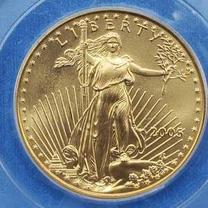 2005 Gold American Eagle PCGS MS69, First Strike, 1/2 toz Gold
