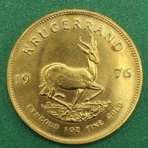 1976 Gold Kruggerand 1 toz Fine Gold, South Africa