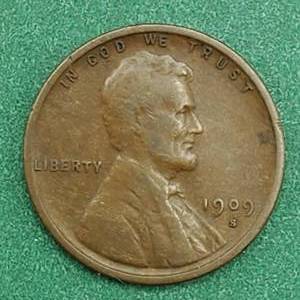lot 14 image: 1909-S Lincoln Cent KEY 95% Wheat Lines