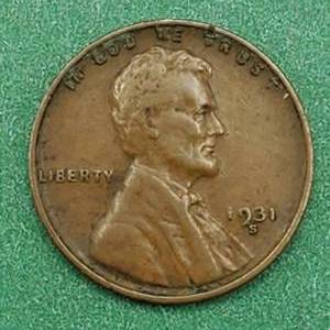 lot 19 image: 1931-S Lincoln Cebt KEY Full Wheat Lines