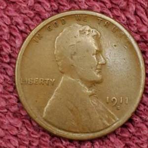 lot 21 image: 1911-S Lincoln Cent Seme KEY Some Wheat Lines