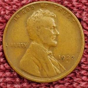 lot 28 image: 1922-D Lincoln Cent Strong D Tough Coin in this Grade