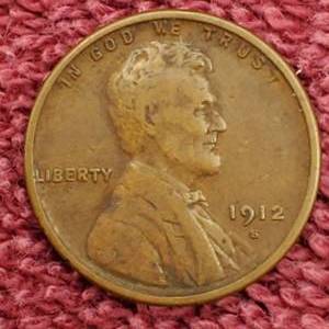 lot 29 image: 1912-S Lincoln Cent Full Wheat Lines Jaw Line