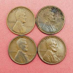 lot 30 image: Lincoln Cents 1909-VDB, 1922-D, 1924-D & 1926-S Semi Keys