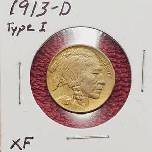 lot 41 image: 1913-D Buffalo Nickel Type 1 Higher Grade