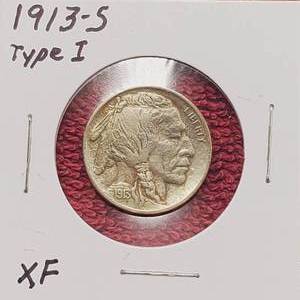 lot 42 image: 1913-S Buffalo Nickel Type 1 Higher Grade