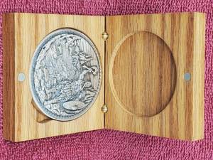 lot 67 image: 5 Troy Oz .999 Fine Silver Norseman Round in Wood Box Beautiful
