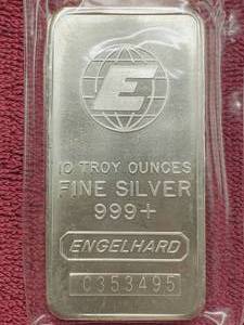 lot 71 image: 10 Troy Oz .999 Silver Bar Engelhard in Original Pkg