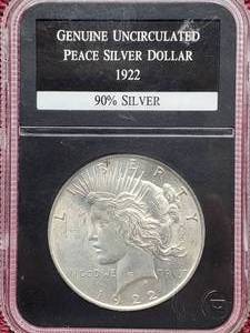 lot 113 image: 1922 Silver Peace Dollar Unc.