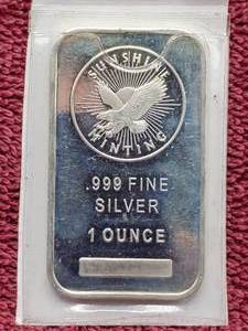 lot 125 image: 1 Troy Oz .999 Silver Sunshine Bar