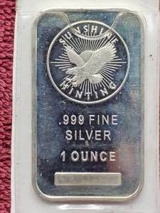 lot 126 image: 1 Troy Oz .999 Silver Sunshine Bar